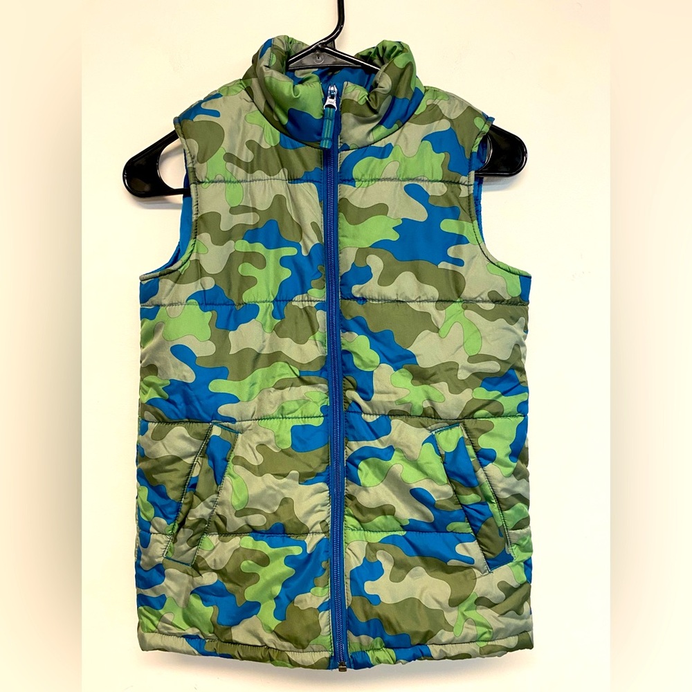 Lands End Kids Camouflage Puffer Vest Size 8